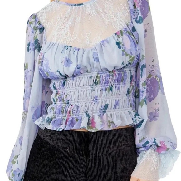 FP Movement by Free People Purple Lace Fitted Blouse NWT 128.00 - Picture 3 of 13
